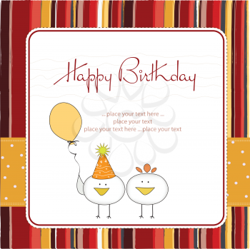 Royalty Free Clipart Image of a Happy Birthday Card With Chicks