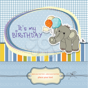 Royalty Free Clipart Image of a Birthday Invitation Background With an Elephant