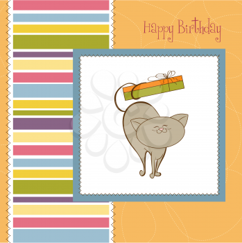 Royalty Free Clipart Image of a Happy Birthday Card With a Cat on It