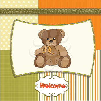 Royalty Free Clipart Image of a Baby Shower Card With a Teddy Bear on It