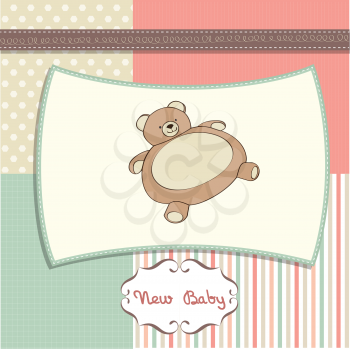 Royalty Free Clipart Image of a New Baby Announcement With a Teddy Bear