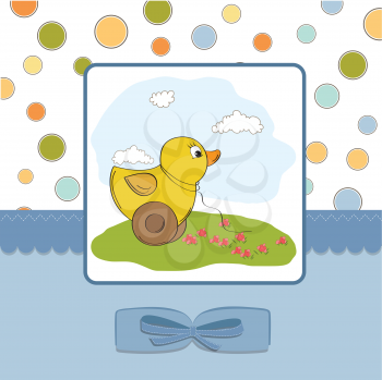 Royalty Free Clipart Image of a Background With a Toy Duck