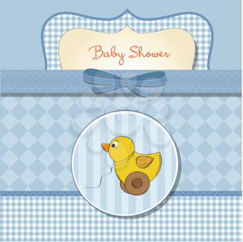 Royalty Free Clipart Image of a Baby Shower Invitation With a Toy Duck