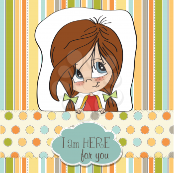 Royalty Free Clipart Image of a Smiling Girl Over the Message I'm Here for You