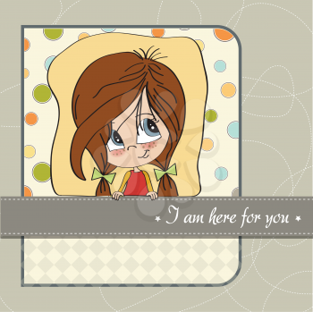 Royalty Free Clipart Image of a Young Girl Above the I Am Here For You Message
