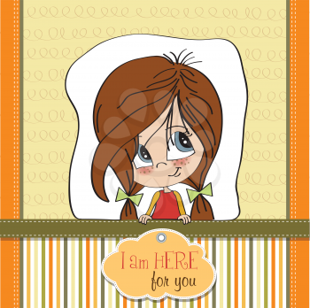 Royalty Free Clipart Image of a Young Girl on an I'm Her For You Message