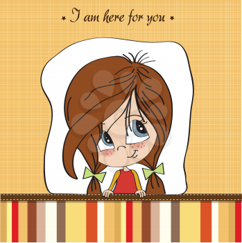 Royalty Free Clipart Image of a Young Girl Below the Words I Am Here For You