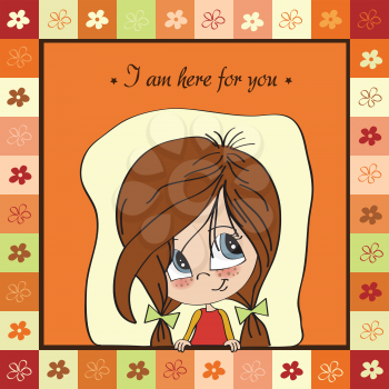 Royalty Free Clipart Image of a Young Girl With the Message I Am Here For You
