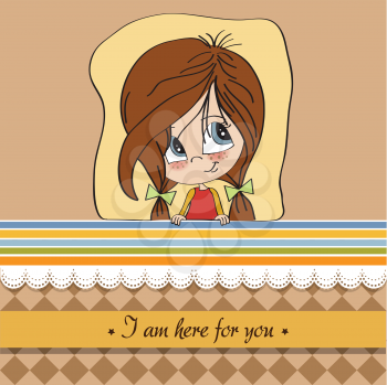 Royalty Free Clipart Image of a Young Girl With the Message I Am Here For You