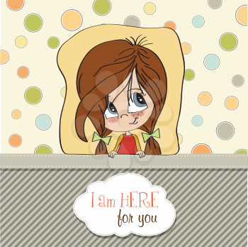 Royalty Free Clipart Image of a Young Girl With the Words I Am Here For You Below Her