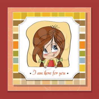 Royalty Free Clipart Image of a Little Girl on a Card With the Words I Am Here For You
