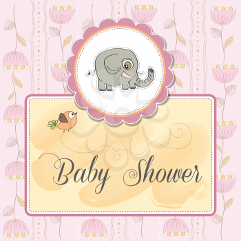 Royalty Free Clipart Image of a Baby Shower Invitation With an Elephant