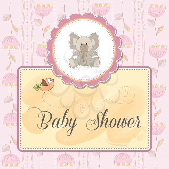 Royalty Free Clipart Image of a Baby Shower Invitation With Elephant