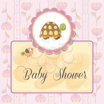 Royalty Free Clipart Image of a Baby Shower Invitation With a Turtle