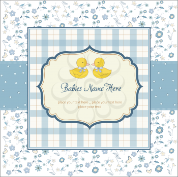 Royalty Free Clipart Image of a Baby Shower Invitation With Two Ducks