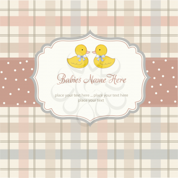 Royalty Free Clipart Image of a Baby Shower Background With Two Ducks