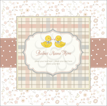 Royalty Free Clipart Image of a Baby Announcement With Two Ducks