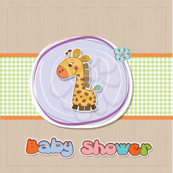 Royalty Free Clipart Image of a Baby Shower Invitation With a Giraffe