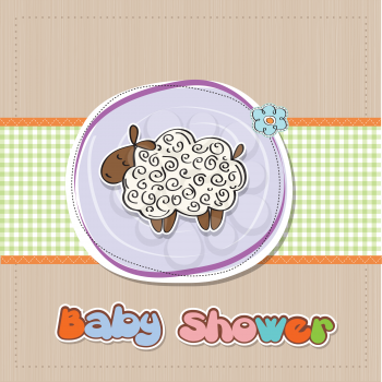 Royalty Free Clipart Image of a Baby Shower Card With a Sheep