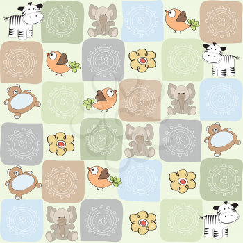 Royalty Free Clipart Image of a Child's Wallpaper With Animals