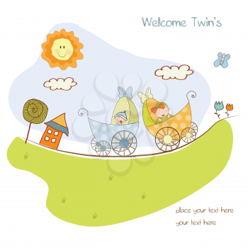 Royalty Free Clipart Image of a Twin Birth Announcement