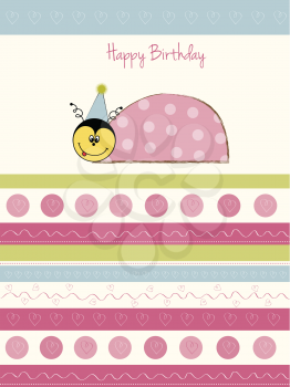 Royalty Free Clipart Image of a Birthday Card With a Ladybug