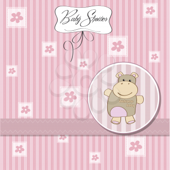 Royalty Free Clipart Image of a Baby Shower Invitation With a Hippo