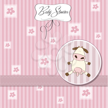 Royalty Free Clipart Image of a Baby Shower Invitation With a Cow