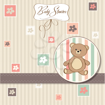 Royalty Free Clipart Image of a Baby Shower Card With a Bear