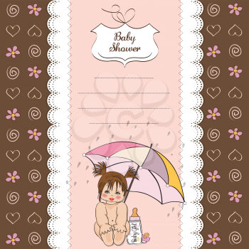 Royalty Free Clipart Image of a Baby Shower Invitation With a Baby Girl