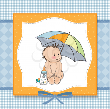 Royalty Free Clipart Image of a Baby Shower Card for a Little Boy