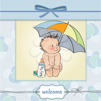 Royalty Free Clipart Image of a Baby Shower Card For a Boy