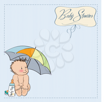 Royalty Free Clipart Image of a Baby Shower Card for a Boy