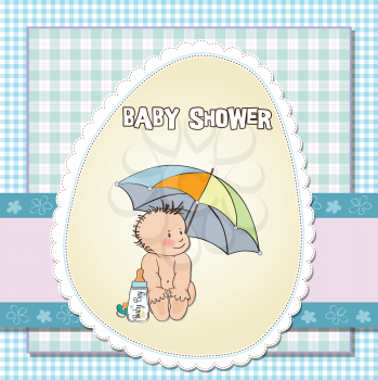 Royalty Free Clipart Image of a Baby Shower Invitation for a Little Boy