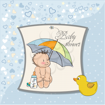 Royalty Free Clipart Image of a Baby Shower Invitation for a Boy
