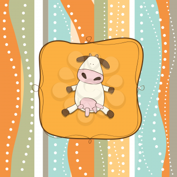 Royalty Free Clipart Image of a Background With a Cow