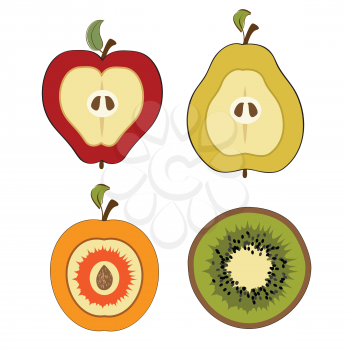 Royalty Free Clipart Image of a Fruits Cut in Half