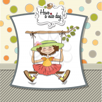 Royalty Free Clipart Image of a Girl on a Swing