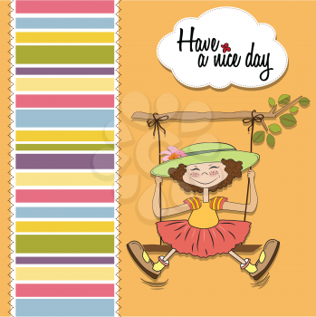 Royalty Free Clipart Image of a Girl on a Swing