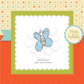 Royalty Free Clipart Image of a Birthday Greeting With a Butterfly