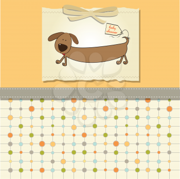 Royalty Free Clipart Image of a Dog on a Baby Shower Invitation