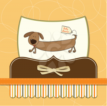 Royalty Free Clipart Image of a Baby Shower Card With a Dachshund