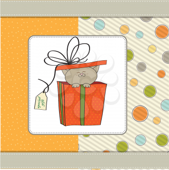 Royalty Free Clipart Image of a Cat in a Present