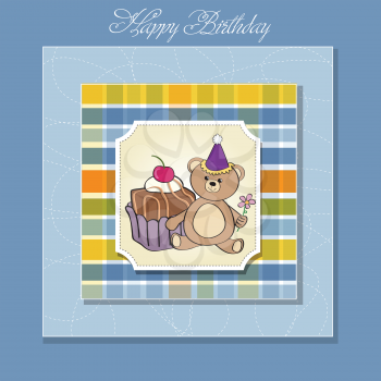 Royalty Free Clipart Image of a Birthday Card With a Bear