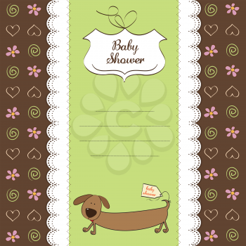 Royalty Free Clipart Image of a Baby Shower Invitation With a Dachshund