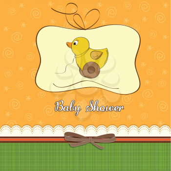 Royalty Free Clipart Image of a Baby Shower Card With a Toy Duck