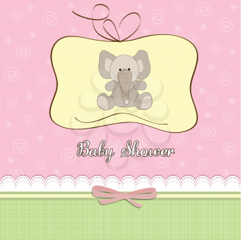 Royalty Free Clipart Image of a Baby Shower Card With an Elephant