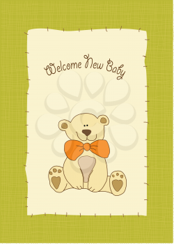 Royalty Free Clipart Image of a Baby Announcement With a Teddy Bear