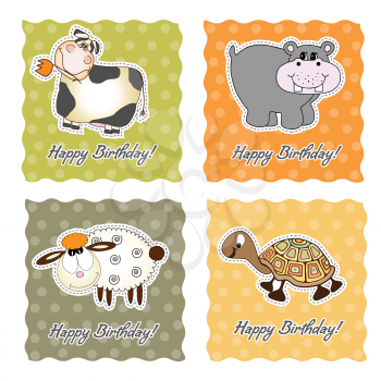 Royalty Free Clipart Image of Four Animal Birthday Cards