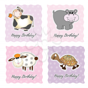 Royalty Free Clipart Image of Animal Birthday Cards